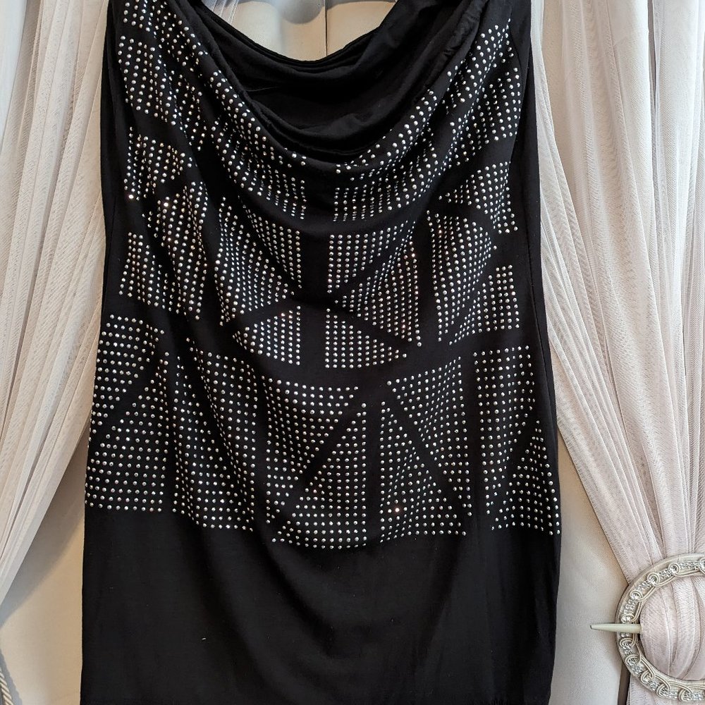 Rocawear strapless tube club dress. Black with silver studs.